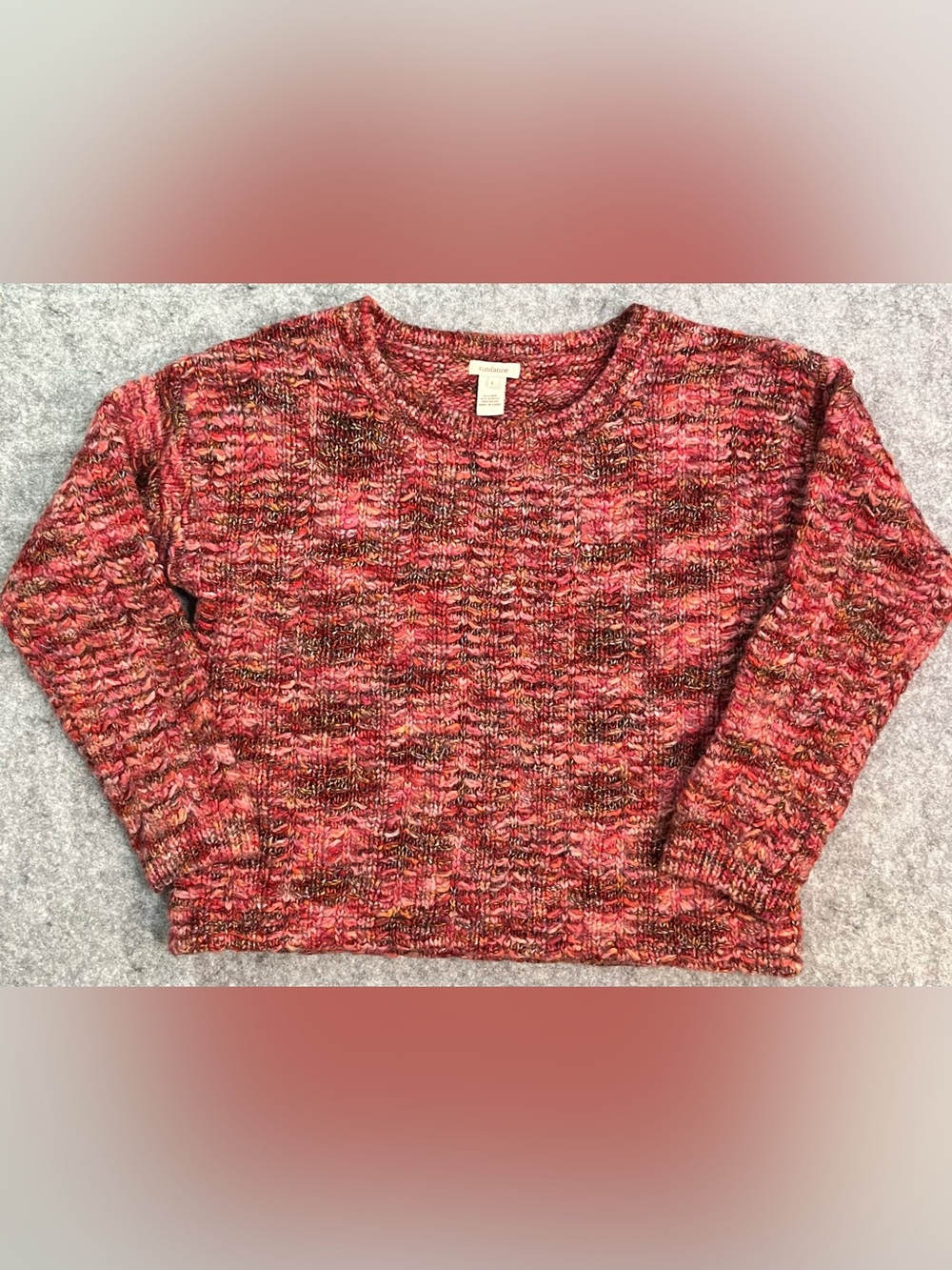 Sundance Boho Earth tone Red Orange Green Yellow Wool Blend Women  Sweater Large